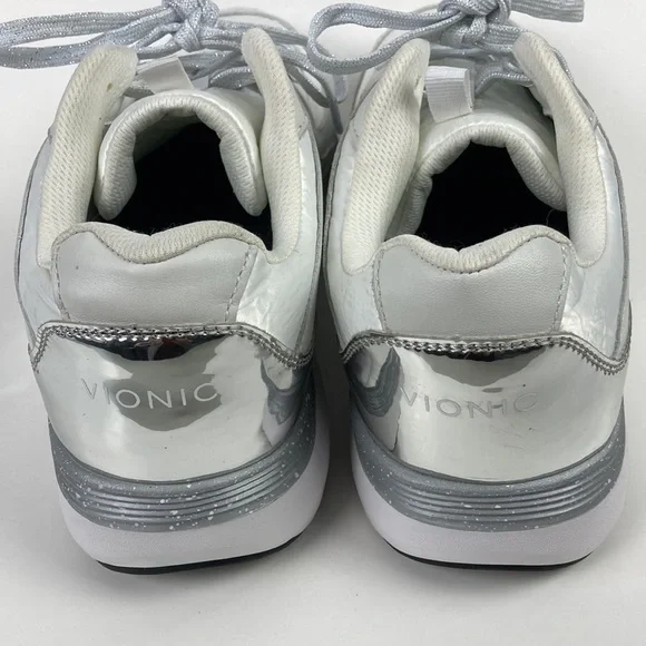 Vionic Adela Met White & Metallic Silver Walking Shoe - Picture 6 of 12